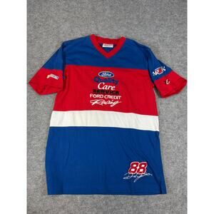VINTAGE 90s NASCAR Shirt Men Large Colorblock Dale Jarrett 88 Ford Credit Racing